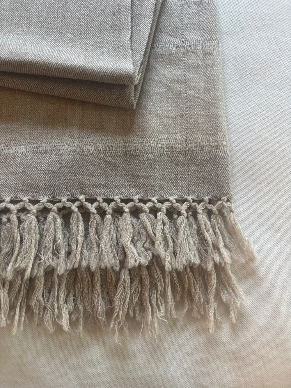 Cream Fringe Merino Wool Throw - Home Accents